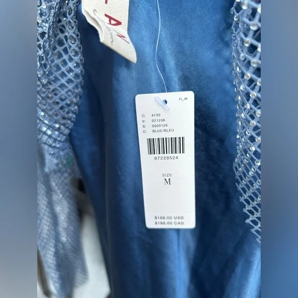 DOLAN LEFT COAST Long Sleeve Mesh Mockable Midi Slip Dress In Blue New with Tags - Picture 11 of 12